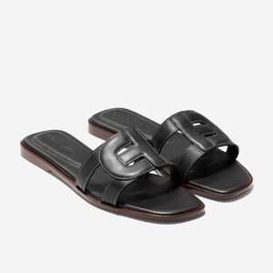 Cole Haan, Women's Chrisee Leather Slide Sandals, Black, size 10.5